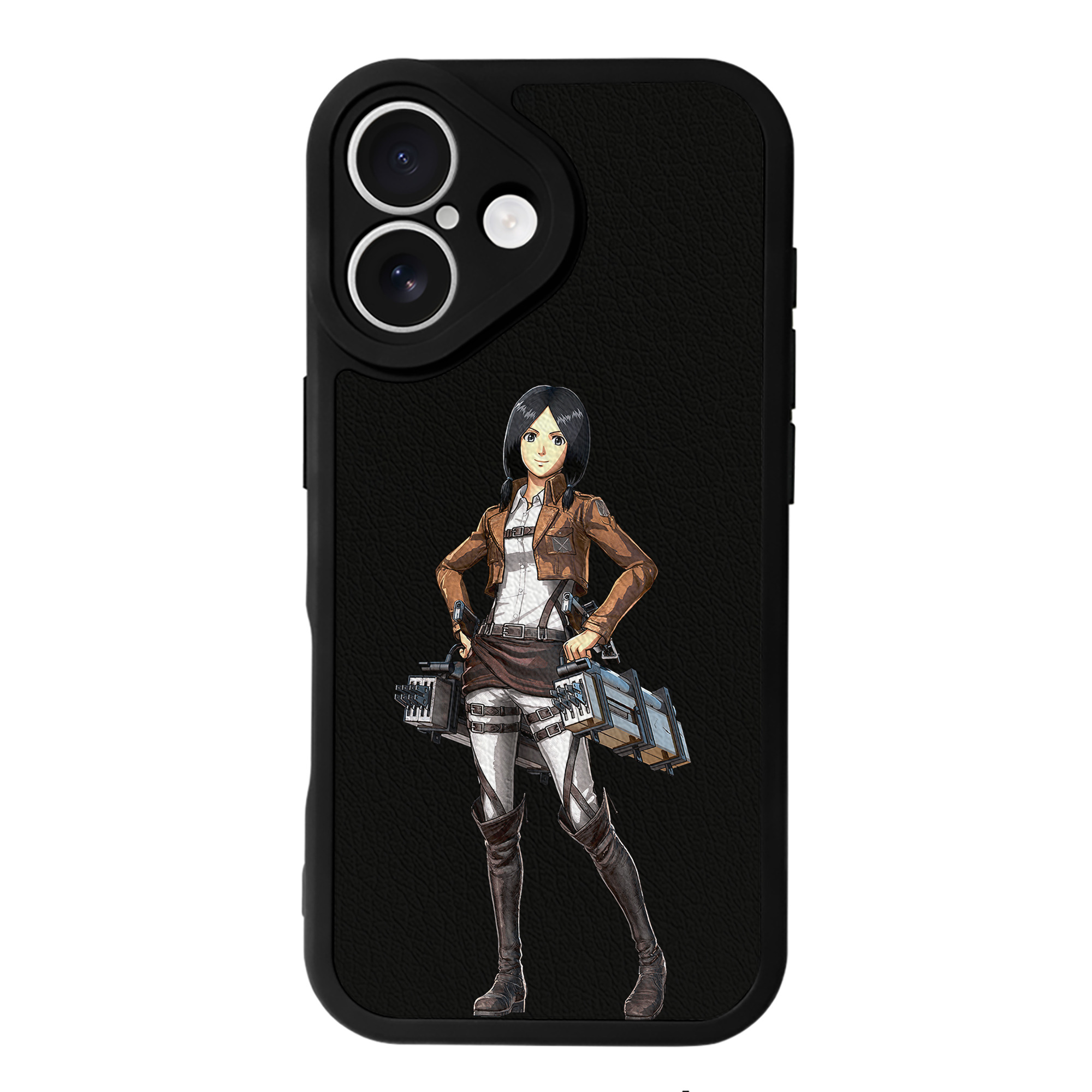 （画像用） 進撃の巨人 ミカサ·アッカーマン Attack on Titan Mikasa Ackerman 【iPhone 16シリーズ対応】シリコンスマホケース（レザー調） 材質：シリコン